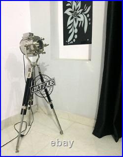 Black Wooden Stand Focus Spotlight Floor Lamp Stand Search-light Nautical