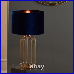 Blue Velvet Lamp Shade Desk Table Spot Light Living Room Decor Modern Glam Shade