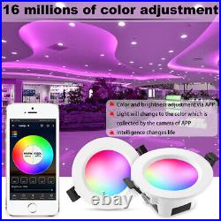 Bluetooth APP Control Recessed LED Panel Ceiling Light Downlight Spotlight Round