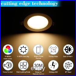 Bluetooth APP Control Recessed LED Panel Ceiling Light Downlight Spotlight Round