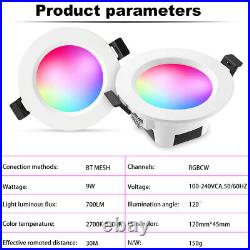 Bluetooth APP Control Recessed LED Panel Ceiling Light Downlight Spotlight Round