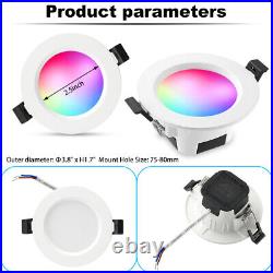 Bluetooth APP Control Recessed LED Panel Ceiling Light Downlight Spotlight Round