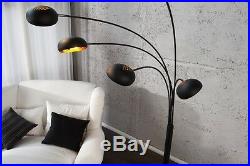 Bogenlampe schwarz gold Stehlampe Stehleuchte 205cm Design Spot Lampe 5 arm