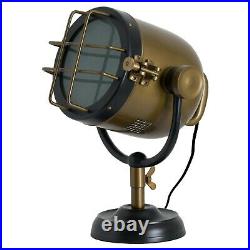 Brass And Black Industrial Spotlight Table Lamp Industrially Inspired Lighting