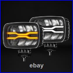 COLIGHT Pair 9 Osram Spot LED Driving Lights 4x4 Rectangle Spotlight withA DRL