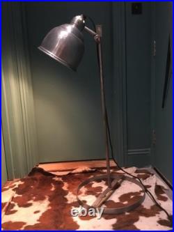 C. 1940s Scandinavian Industrial Aluminium/Steel Floor Spotlight. Adjustible Shade