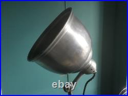 C. 1940s Scandinavian Industrial Aluminium/Steel Floor Spotlight. Adjustible Shade