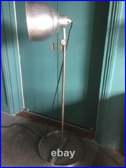 C. 1940s Scandinavian Industrial Aluminium/Steel Floor Spotlight. Adjustible Shade