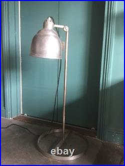 C. 1940s Scandinavian Industrial Aluminium/Steel Floor Spotlight. Adjustible Shade