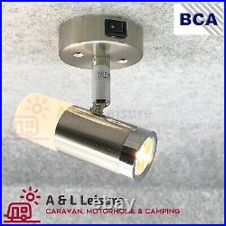 Caravan, Motorhome LED Reading Lamp / Spotlight 12v LED With Rear Glow PO784
