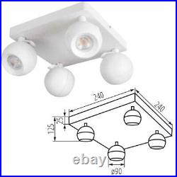 Ceiling 4 Way Adjustable Spot Light GU10 LED Kitchen Bedroom Square Spotlight
