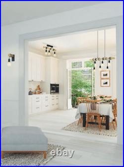 Ceiling Spot Light & 2x Matching Wall Lights Black & Wood Trendy Hanging Lamp