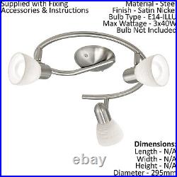 Ceiling Spot Light & 2x Matching Wall Lights Round Satin Nickel Opal Glass Lamp