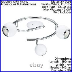 Ceiling Spot Light & 2x Matching Wall Lights White Chrome Round Adjustable Lamp