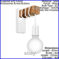Ceiling Spot Light & 2x Matching Wall Lights White & Wood Trendy Hanging Lamp