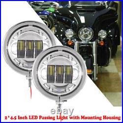 Chrome 4-1/2 30W LED Auxiliary Driving Spot Fog Passing Light Lamp For Harley