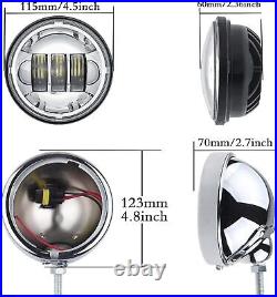 Chrome 4-1/2 30W LED Auxiliary Driving Spot Fog Passing Light Lamp For Harley