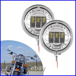 Chrome 4-1/2 30W LED Auxiliary Driving Spot Fog Passing Light Lamp For Harley