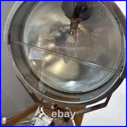 Chrome ALLOY LARGE INDUSTRIAL LAMP ON TRIPOD EXTENDABLE THEATER LAMP