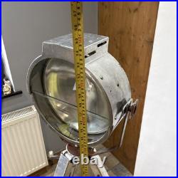 Chrome ALLOY LARGE INDUSTRIAL LAMP ON TRIPOD EXTENDABLE THEATER LAMP