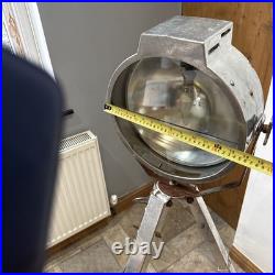Chrome ALLOY LARGE INDUSTRIAL LAMP ON TRIPOD EXTENDABLE THEATER LAMP