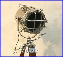 Chrome Floor Lamp With Tripod Handmade Searchlight Modern Floor Standing Lamp