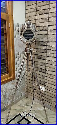 Chrome Nautical Spot Light Tripod Floor lamp For Beside Home Decor & Office Item