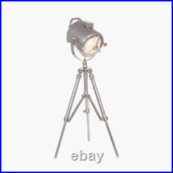 Chrome Tripod Spotlight Table Lamp Industrial Studio Style Adjustable Light Chrome Tripod Spotlight Table Lamp Industrial Studio Style Adjustable Light