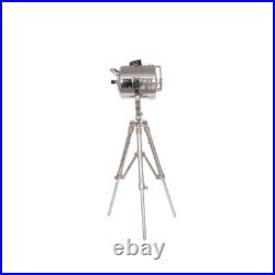 Chrome Tripod Spotlight Table Lamp Industrial Studio Style Adjustable Light Chrome Tripod Spotlight Table Lamp Industrial Studio Style Adjustable Light