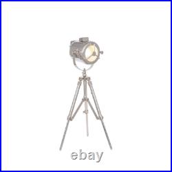 Chrome Tripod Spotlight Table Lamp Industrial Studio Style Adjustable Light Chrome Tripod Spotlight Table Lamp Industrial Studio Style Adjustable Light