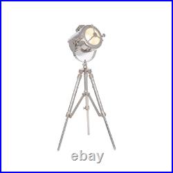 Chrome Tripod Spotlight Table Lamp Industrial Studio Style Adjustable Light Chrome Tripod Spotlight Table Lamp Industrial Studio Style Adjustable Light