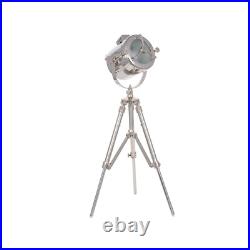 Chrome Tripod Spotlight Table Lamp Industrial Studio Style Adjustable Light Chrome Tripod Spotlight Table Lamp Industrial Studio Style Adjustable Light