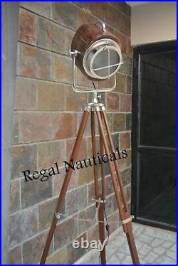 Classic Decor Photographers Wooden Spot Searchlight Tripod Floor Lamp Light
