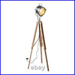 Culinary Concepts Spotlight Floor Lamp with Two Tone Natural Wood Tripod