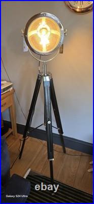 Culinary Concepts Two Tone Spotlight Floor Lamp, Black Painted Wood Tripod