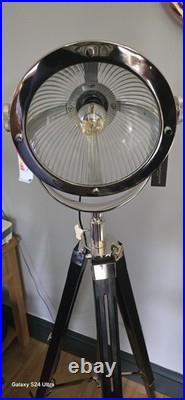 Culinary Concepts Two Tone Spotlight Floor Lamp, Black Painted Wood Tripod