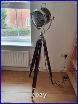 Culinary Concepts Two Tone Spotlight Floor Lamp, Black Painted Wood Tripod New Culinary Concepts Two Tone Spotlight Floor Lamp, Black Painted Wood Tripod New