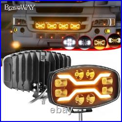 Demmon 10 Jumbo Oval LED Spot Lamp Dual White & Amber DRL Driving Light 12/24V