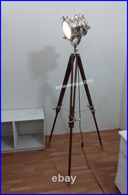 Designer Collectible Spot Search Light With Floor Nautical Marine Tripod Lamp