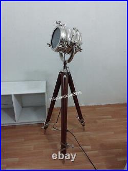 Designer Collectible Spot Search Light With Floor Nautical Marine Tripod Lamp