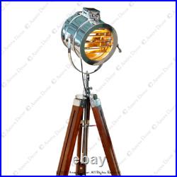 Designer Nautical Wooden Tripod Floor Lamp LED Lamp Spotlight Searchlight Decor