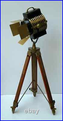 Designer spot light marine floor lamp searchlight with wooden tripod stand gift