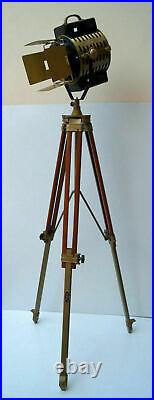 Designer spot light marine floor lamp searchlight with wooden tripod stand gift