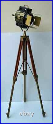 Designer spot light marine floor lamp searchlight with wooden tripod stand gift