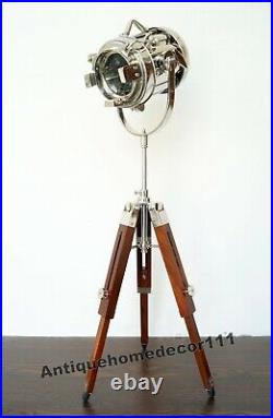 Desk Lamp Studio Home Decorative Wooden Tripod Hollywood Spotlight Searchlight