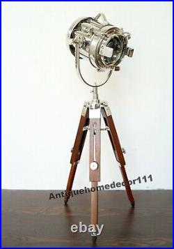 Desk Lamp Studio Home Decorative Wooden Tripod Hollywood Spotlight Searchlight