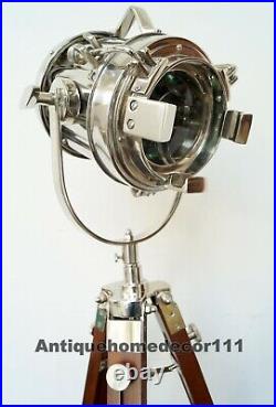 Desk Lamp Studio Home Decorative Wooden Tripod Hollywood Spotlight Searchlight