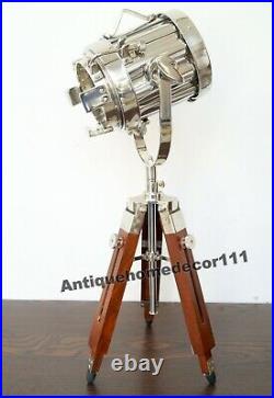 Desk Lamp Studio Home Decorative Wooden Tripod Hollywood Spotlight Searchlight