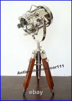 Desk Lamp Studio Home Decorative Wooden Tripod Hollywood Spotlight Searchlight