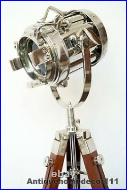 Desk Lamp Studio Home Decorative Wooden Tripod Hollywood Spotlight Searchlight